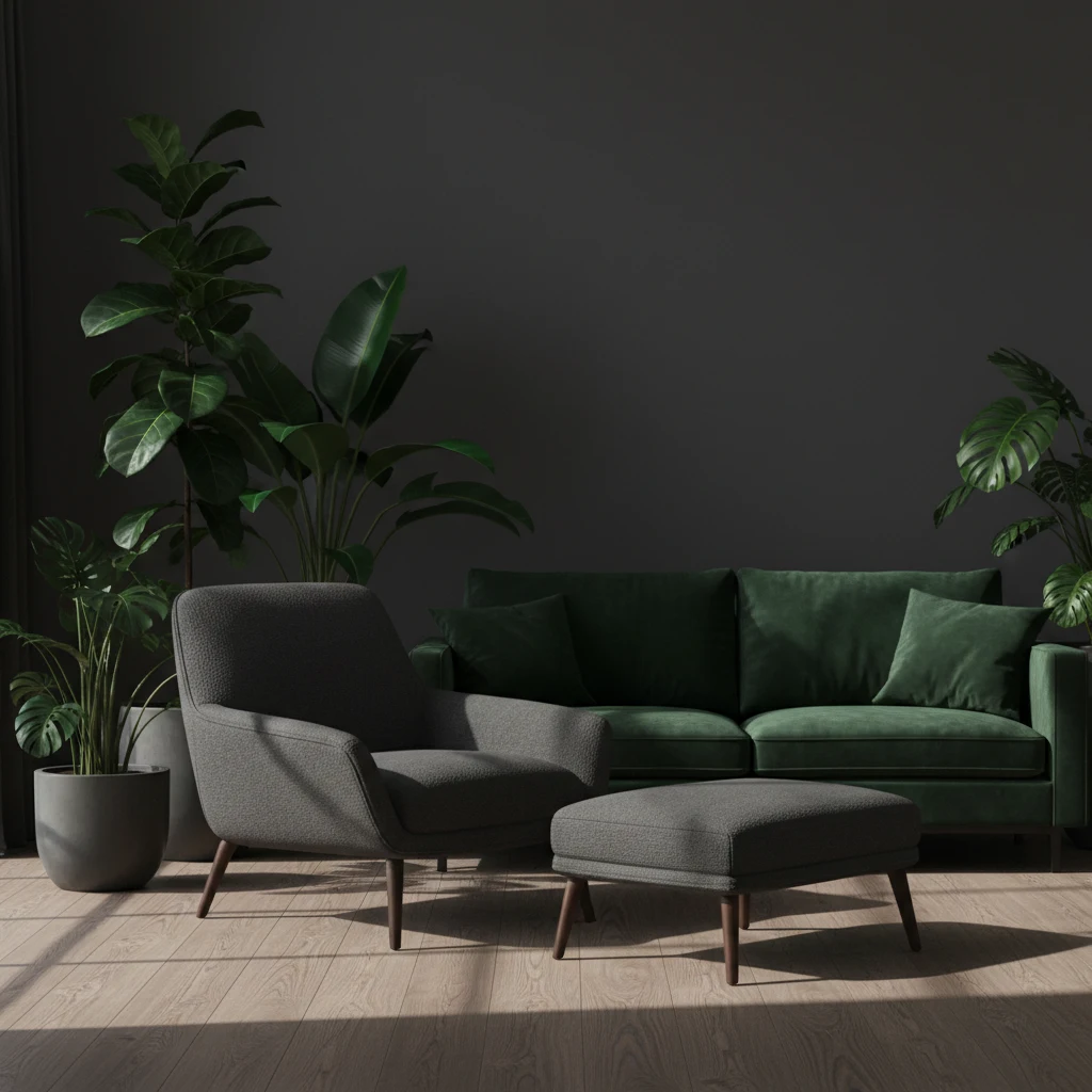 A calm workspace with a notebook, a potted plant and morning light through a window